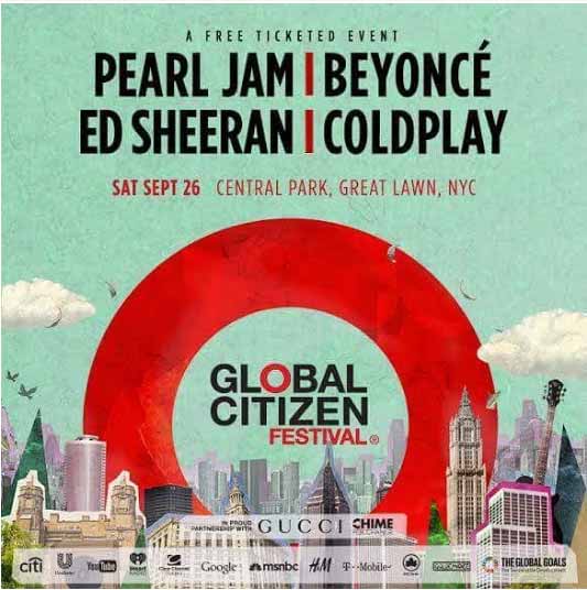 H&M is one of the major sponsors of 2015 GLOBAL CITIZEN FESTIVAL